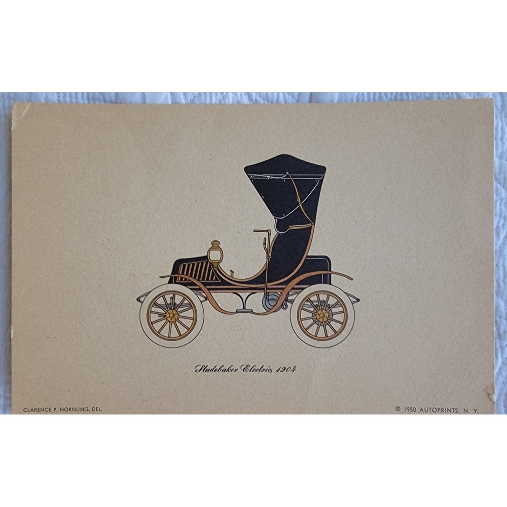 5 Vintage 1950 Clarence Hornung Autoprints Antique Car Lithographs S 8.5x5.5 - Picture 5 of 8